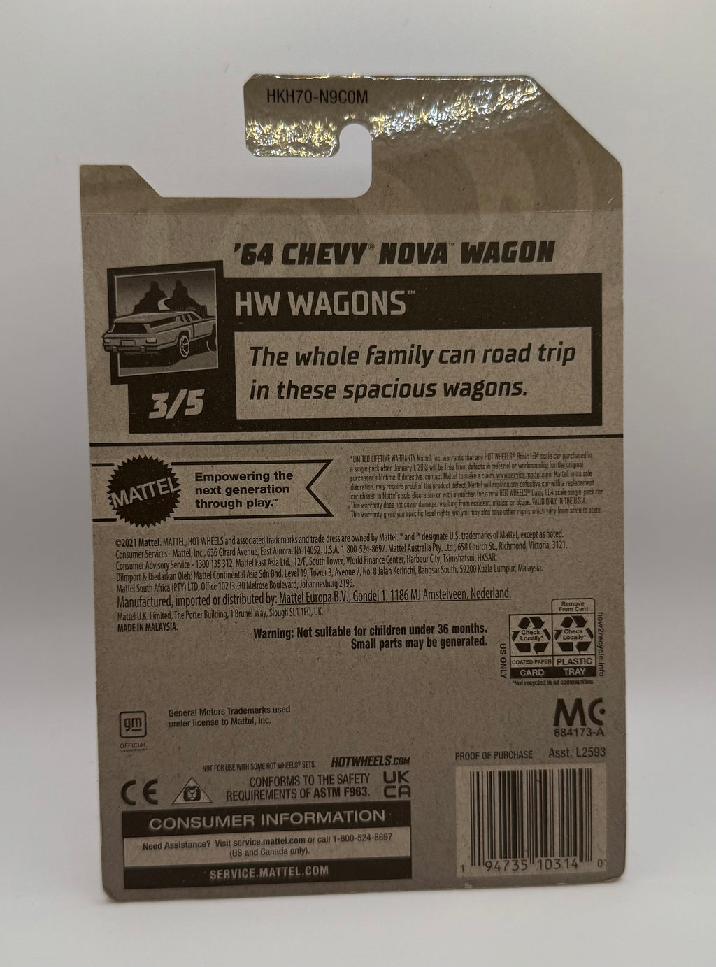 Hotwheels 64 Chevy Nova Wagon Red