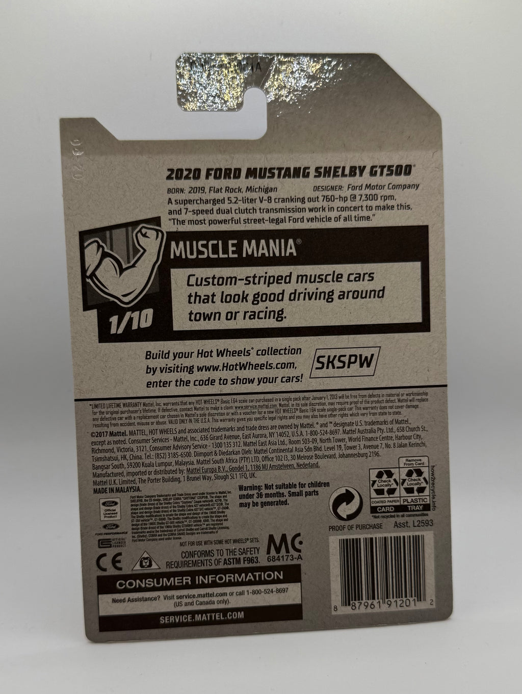 Hotwheels 2020 Ford Mustang Shelby GT500 Blue