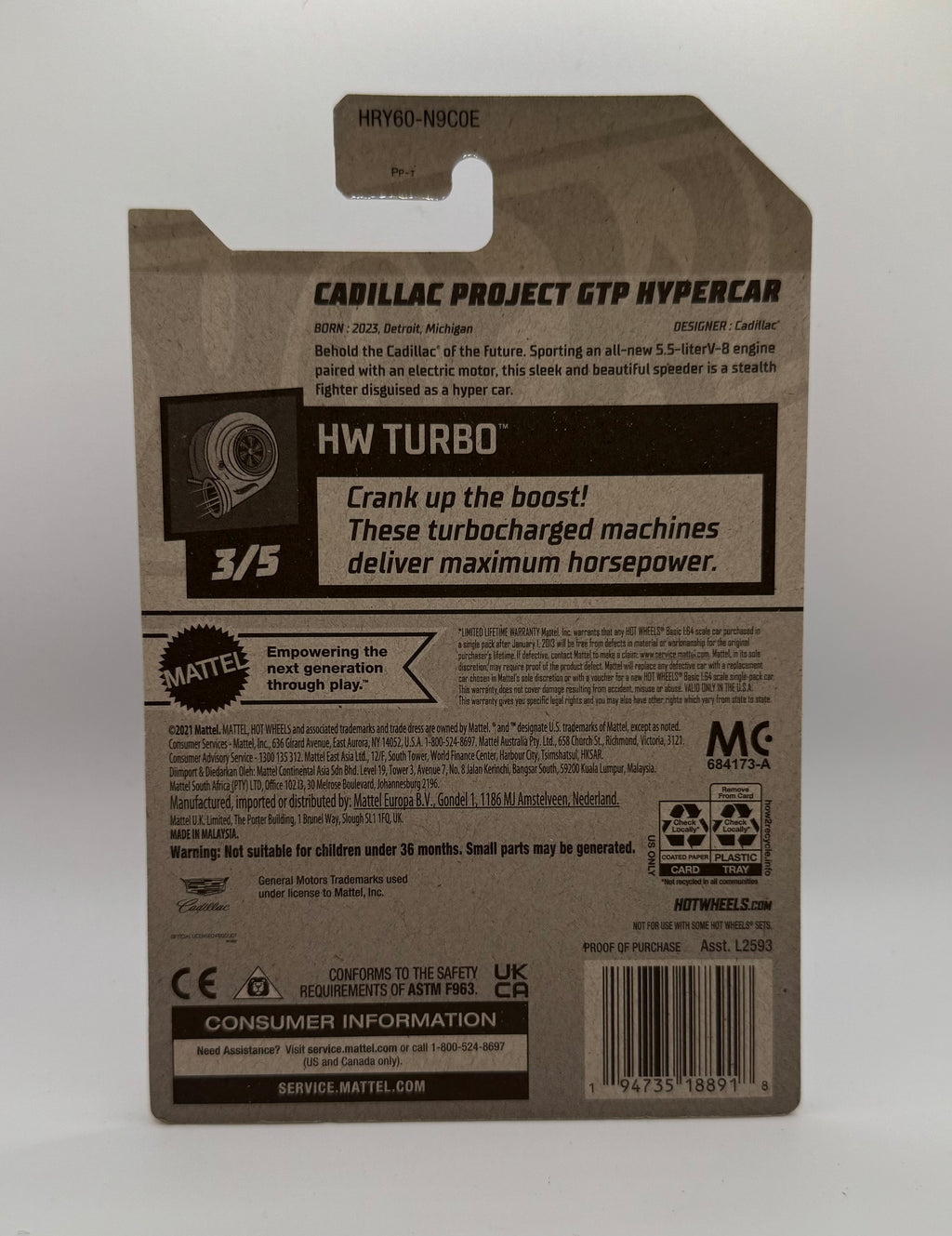 Hotwheels Cadillac Project GTP Hypercar Black