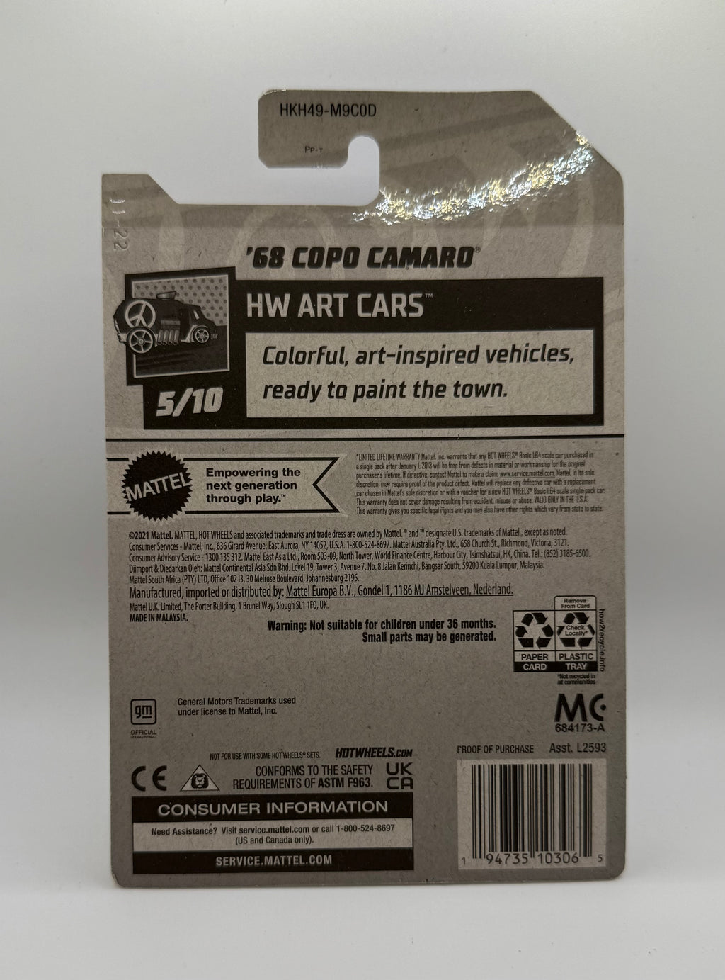 Hotwheels 68 Copo Camaro Art Cars