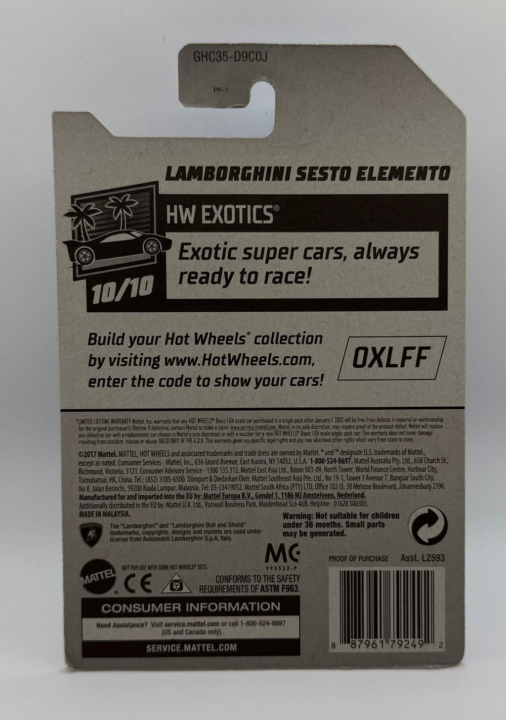 Hotwheels Lamborghini Sesto Elemento Blue