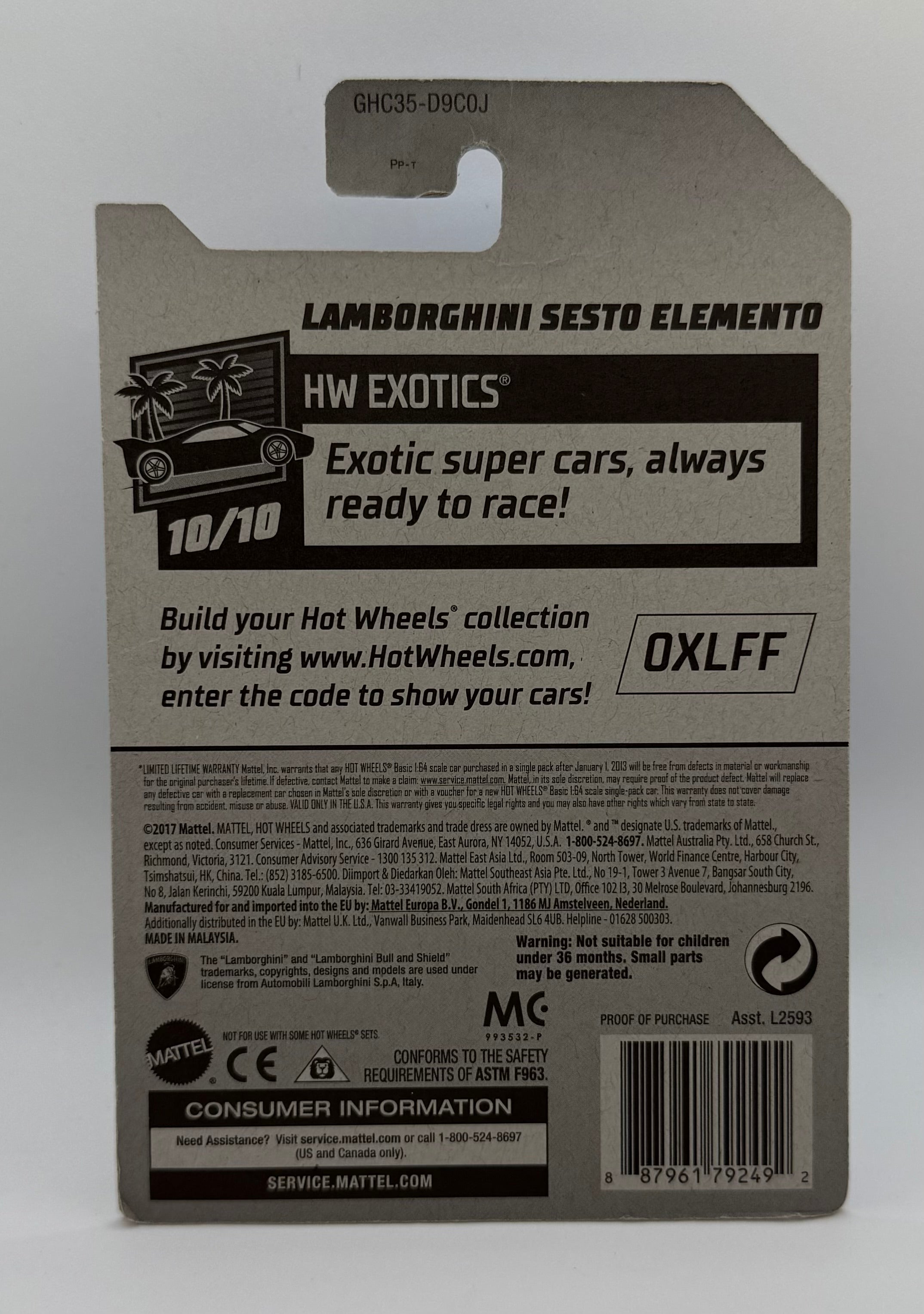 Hotwheels Lamborghini Sesto Elemento Blue