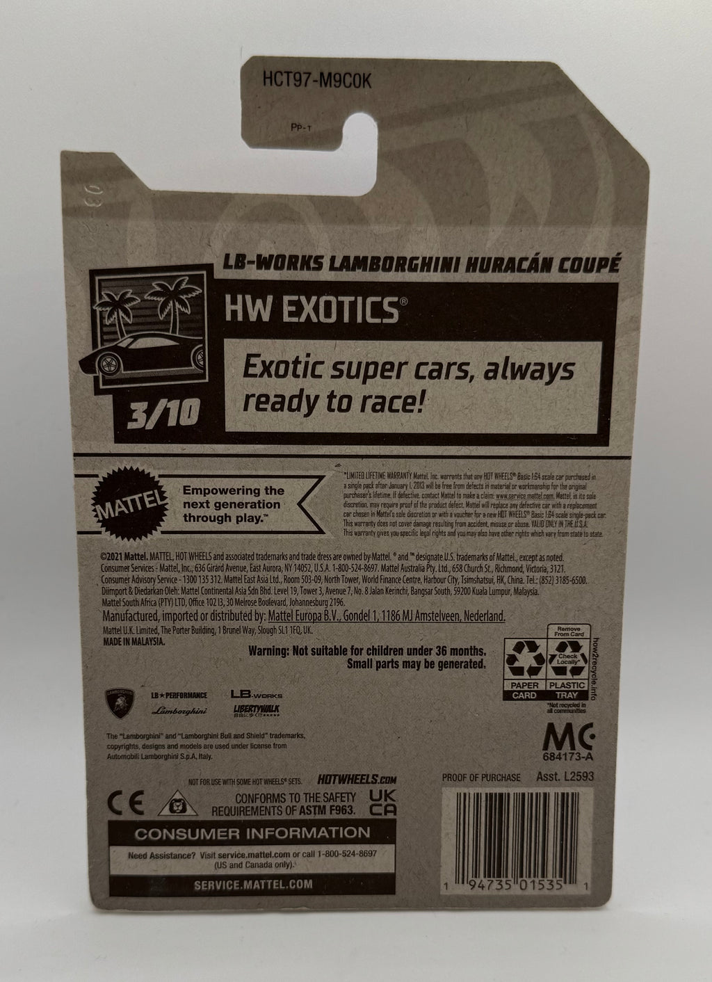 Hotwheels LB-Works Lamborghini  Huracán Coupé White